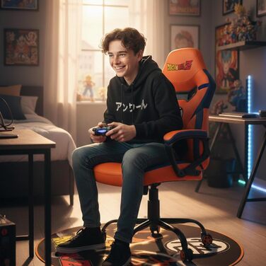 Ігрове крісло DBZ - Офісне крісло для юних геймерів - Помаранчеве ігрове крісло - Офіційна ліцензія