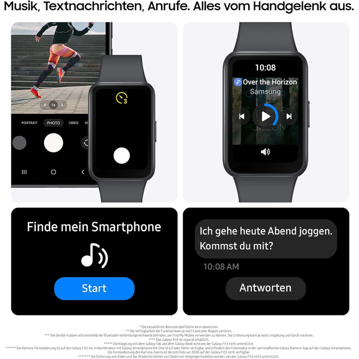 Розумний годинник Samsung Galaxy Fit3, фітнес-годинник як фітнес-трекер та трекер активності, сірий, з 36-місячною гарантією виробника ексклюзивно на Storeo