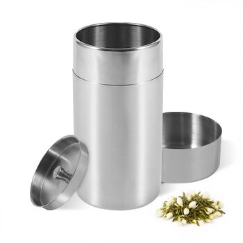 Чайник з нержавіючої сталі, бляшанки для розсипного чаю 250 г, герметична бляшанка для кави з подвійною кришкою, кругла бляшанка, маленькі кухонні контейнери для чаю, кави, какао, цукру та спецій 550 мл