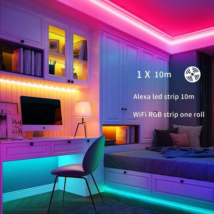 Світлодіодна стрічка Alexa 20 м, Wi-Fi світлодіодний діапазон RGB світлодіодні стрічки Світлодіодні казкові вогні Синхронізація музики, додаток Tuya працює з Google Assistant, світлодіодні стрічки Спеціальний сюжетний режим своїми руками Спальня Кухня Дом