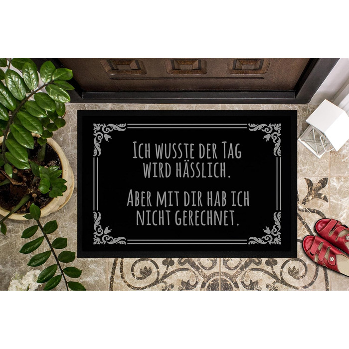 Килимок для дверей MoonWorks із саркастичним написом Я знав, що день буде потворним іронічне вітальне повідомлення, нековзний та миється, чорний, 60x40 см, Ugly Day Black