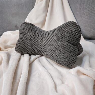 Подушка для читання, подушка для читання, валик для шиї, подушка для шиї з вельвету, опорна подушка, текстурована дорожня подушка, фігурна подушка, підставка для книг, гнучка підставка для книг, електронних книг або планшетів - 18x35 см (антрацит)