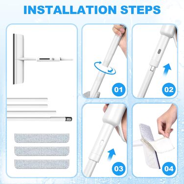 Двосторонній розпилювальний пристрій для миття вікон 3 в 1 Window Squeegee Window Wash - Набір для миття вікон Професійний набір для миття вікон, склоочисник для душу та скляних дверей (5 подушечок для миття підлог)