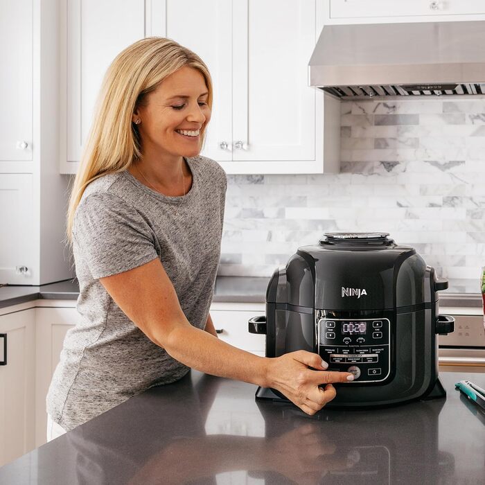 Мультиварка Ninja Foodi, 6 л, мультиварка 7-в-1, скороварка під тиском, фритюрниця, аерофритюрниця, повільна плита, гриль тощо, матова сталь і чорний, OP300EU