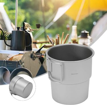 Кавова кружка, 300 мл, штабельована, для активного відпочинку, походів, з кришкою, герметична, для подорожей та кемпінгу, компактний рюкзачний посуд, піскоструминна обробка для пиття