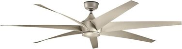 Стельовий вентилятор Elstead Lehr 203 см з 7 лопатями та вбудованим світлодіодним підсвічуванням, античне срібло, пульт дистанційн