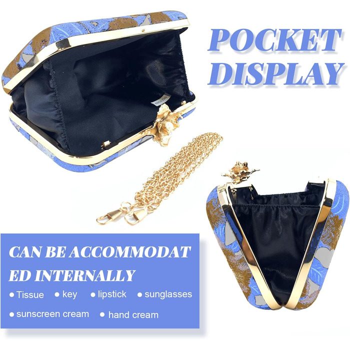 Клатч вишитий з перлами, вечірня сумочка у вінтажному стилі для урочистих подій, весілля, світло-блакитний