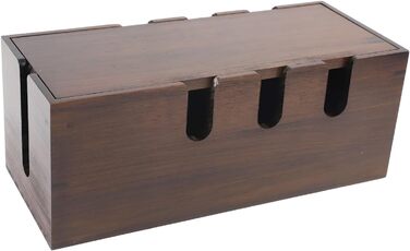 Дерев&39яна коробка для зберігання кабелів з відкритою конструкцією для організації проводів, телевізійних приставок та невеликих електронних пристроїв вдома або в офісі (темно-коричнева)