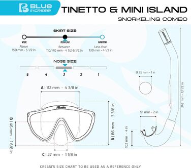 Комбо Cressi Tinetto Mini Island, один розмір, прозорий/чорний