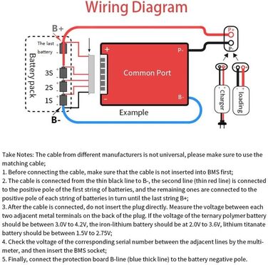 Літієва батарея, плата захисту BMS з балансиром, 16S 48V 20A LiFePO4