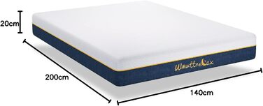 Матрац wowttrelax 140x200 двосторонній матрац жорсткість H3/H4 висота 20 см, матраци з точково-еластичним дихаючим 7-зонним холодним пінополіуретаном - 60 ночей пробного сну - H3/H4 двосторонній 140x200x20 см