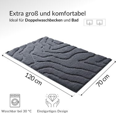 Нековзний килимок для ванної, який можна прати, кольору Vulcanic Grey з підкладкою з TPR, м&39якою мікрофіброю та позачасовим дизайном