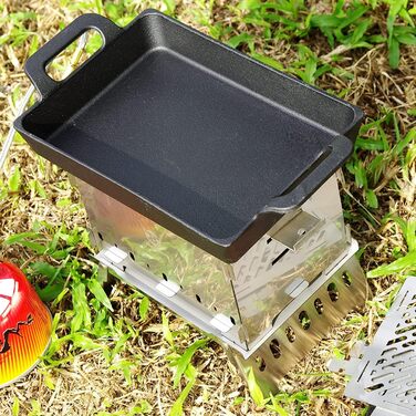 Чавунна сковорода Bestargot Camping, Hobo Cooker Кемпінгова плита Сковорода-гриль Чавунна сковорода, прямокутна чавунна сковорода