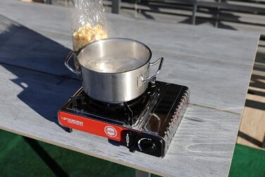 Промислова кемпінгова плита ROTHENBERGER PREMIUM, включаючи 4 газові картриджі включаючи футляр для перенесення Газова плита з 1 конфоркою, кемпінговий картридж для каструль 12-26 см Premium, включаючи 4 газові картриджі