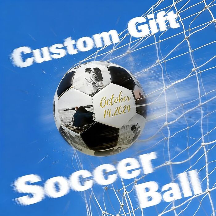Персоналізований футбольний м&39яч з фото, іменем, текстом, логотипом. Індивідуальний футбольний подарунок. Персоналізований подарунок на день народження. Персоналізовані подарунки для хлопчиків, дівчаток, татів, футбольних уболівальників, синів та дочок.