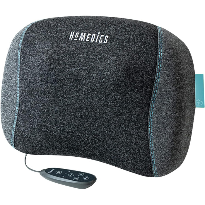 Масажна подушка HoMedics TRUHEAT Shiatsu для шиї, плечей, спини, портативна, бездротова, акумуляторна, 50 хвилин масажу релаксація на одному заряді з автоматичним відключенням через 20 хвилин