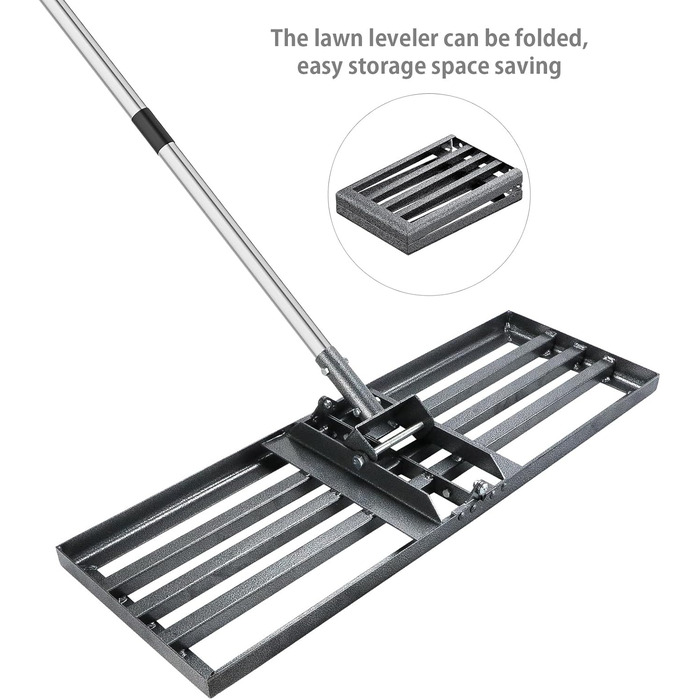 Гребінь для вирівнювання газону 76см 25см з ручкою 180см, садова рейка з нержавіючої сталі для газону, регульований інструмент для вирівнювання газону для гольф-полів, стадіонів та прибудинкових територій