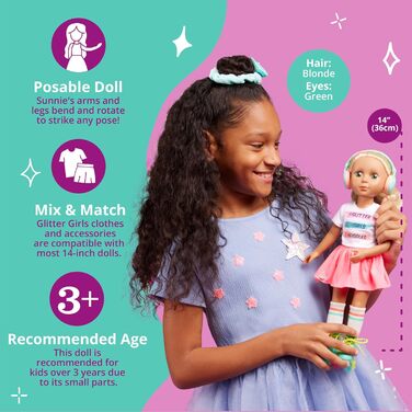 Рухлива лялька 36 см з роликами, ляльковим одягом, аксесуарами та рожево-русявим довгим волоссям для укладання іграшка від 3 років