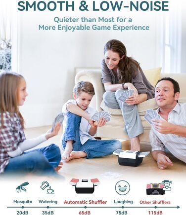 Автоматичний змішувач карт KPAW з двома режимами, акумуляторний електричний змішувач для 1-2 колод карт, тихий змішувач для покеру (Білий X1)