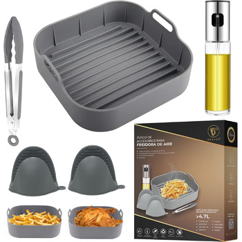 Аксесуари для фритюрниці Beavel 4 шт. - Аерофритюрниця з силіконовою формою масляний спрей рукавички для духовки кухонні щипці - Силіконова форма для фритюрниці сумісна з Ninja, Cecotec і COSORI.