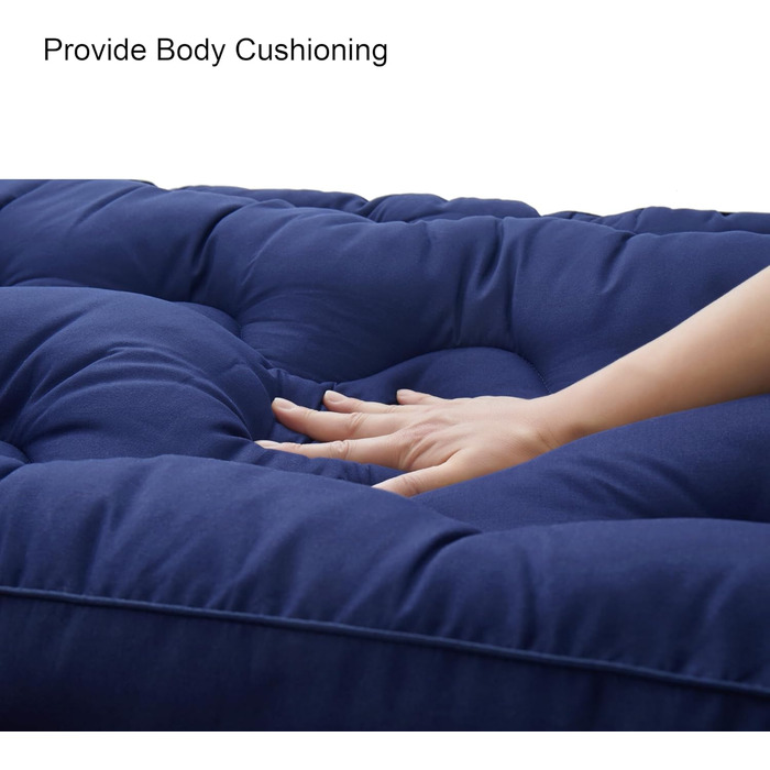 Матрац для кемпінгу (190 x 75 см), бавовняний килимок для похідного ліжка, стьобаний килимок для сну для кемпінгу, килимок для сну, бавовняний килимок для сну, що згортається та складається, портативний темно-синій
