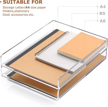 Лоток для листів SANRUI, що штабелюється, формату A4, 4 відділення, лоток для документів формату DIN A4, прозорий офісний органайзер та лоток для паперу для настільних аксесуарів та документів, сучасна 4-рівнева система організації