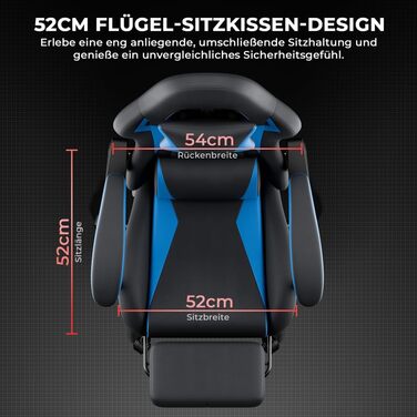 Безбрендове ігрове крісло ергономічне з регульованою висотою з підголівником, поперековою подушкою, обертове крісло для офісу, домашнього офісу, ПК, для дорослих та підлітків (чорний синій ПВХ), 0I&I0I