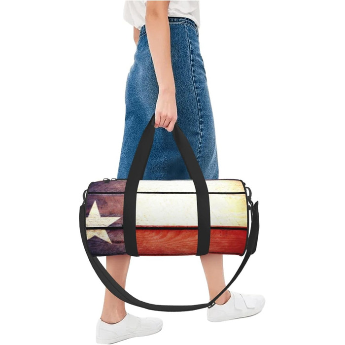 Спортивна сумка, дорожня сумка, принт американський прапор, сумка на нічліг, чорна, універсальний розмір, сумка для подорожей