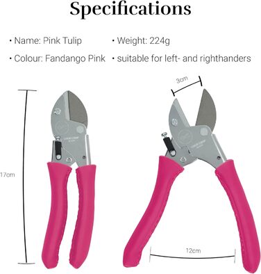 Садові ножиці преміум-класу, ножиці для рослин, ножиці для квітів - Pink Tulip Limited Edition 100 зроблено в Німеччині Високоякісні, міцні та ергономічні з ручно прошитими шкіряними ручками