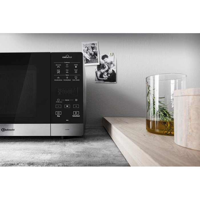 Окремо стояча мікрохвильова піч/ Мікрохвильова піч 800 Вт/ Кварцовий гриль 900 Вт/ Гаряче повітря 1700 Вт/ Функція приготування на парі з Бак пароварки Алюмінієво-сріблястий, 49 SL