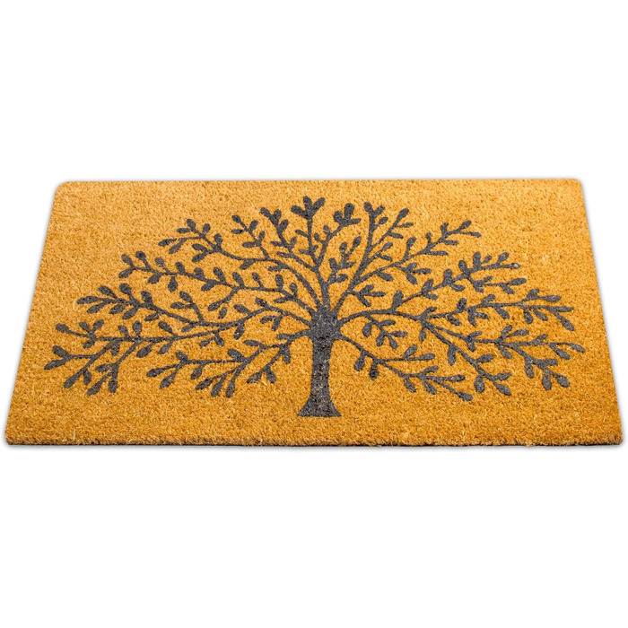 Кокосовий килимок для вхідних дверей, підходить для використання всередині та зовні приміщень, привабливий та декоративний брудозахисний килимок для ваших вхідних дверей, миється, з нековзним ПВХ, килимок для вхідних дверей 40x70 см (Дерево життя)
