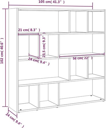 Книжкова полиця, роздільник кімнати, окремостояча полиця, полиця для файлів, офісна полиця, роздільник кімнати, полиця настінна полиця, полиця для зберігання, вітальня, біла 105x24x102 см