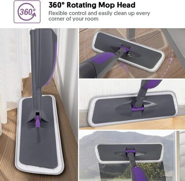 Швабра з функцією розпилення - HOMSIER Spray Mop Швабра для підлоги Швабра для швидкого прибирання з резервуаром для води 550 мл і