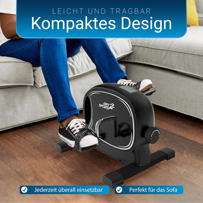 Педальний тренажер Juskys Sportivo - тихий домашній тренажер, фітнес-обладнання, для людей похилого віку, тренажер для рук, тренажер для ніг, міні-велотренажер для дому