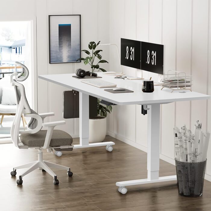 Регульований по висоті письмовий стіл 120x80 см з USB-портом для зарядки, 3 елементами управління пам'яттю і технологією захисту в