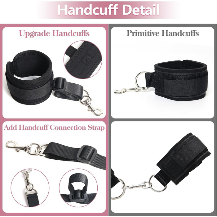 Набір для звязування БДСМ Обмежувачі для ліжка Секс-іграшка для пар I Надзвичайно стабільний набір для звязування з обмеженнями для ліжка, наручниками, завязаними очима, ременями для ліжка, регульованою довжиною, швидким встановленням за 1 хвилину