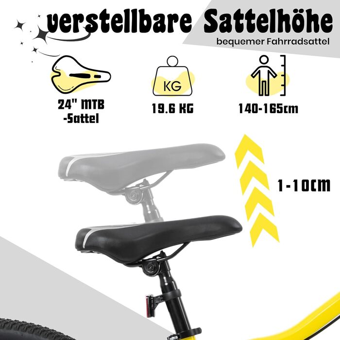 Преміальний туристичний трекінговий велосипед, 24-дюймовий алюмінієвий велосипед з дисковими гальмами для хлопчиків, дівчаток, жінок та чоловіків - 21 швидкість - гірський велосипед - кросовий велосипед