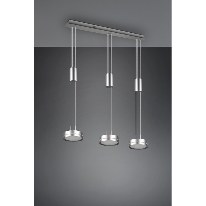 Світлодіодний торшер Trio Lights Franklin 426510208, Метал в т.ч. 35 Вт LED, Зміна кольору, Диммер (нікель-матовий, підвісний 3-полум'яний)