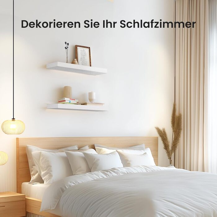 Настінна полиця STOREMIC, Білі настінні полиці 40 см, Комплект з 1 плаваючої полиці Біла, Сучасна декоративна полиця з лаконічним покриттям для спальні, кухні, офісу, вітальні тощо.