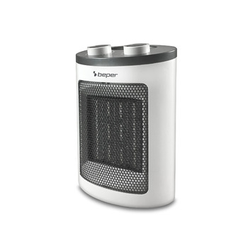 Керамічний вентилятор-обігрівач BEPER RI.080, сучасний дизайн, компактний, економний, регульований термостат, два рівні потужності, захист від перегріву, з ручкою, керамічний, PTC вентилятор-обігрівач, білий/чорний