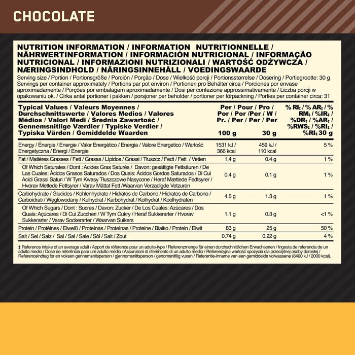Протеїн Optimum Nutrition Gold Standard 100% Isolate, шоколад, 930 г (31 порція)