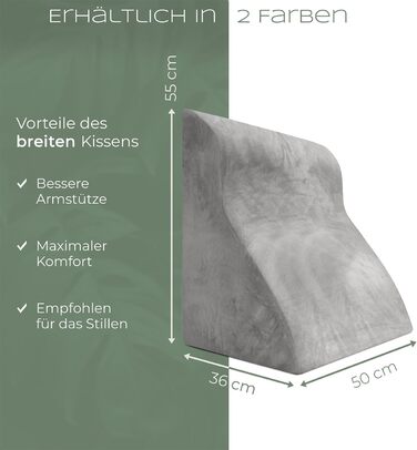 Ергономічна подушка для читання WELL B4 для ліжка та дивана зручна подушка для спини з піною з ефектом пам&39яті може використовуватися як рефлюксна подушка, клиноподібна подушка для ліжка, подушка для спинки ліжка для сидіння та лежання, сіра широка