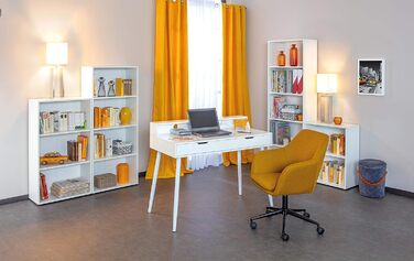 Книжкова полиця, Полиця стояча, 2 відділення, Полиці з регулюванням висоти, Дерев&39яна полиця, Вітальня, Кабінет, Офіс, Arco 1, Розміри в см Г 30 x Ш 60 x В 75, Колір Білий, 30 x 60 x 75 Білий