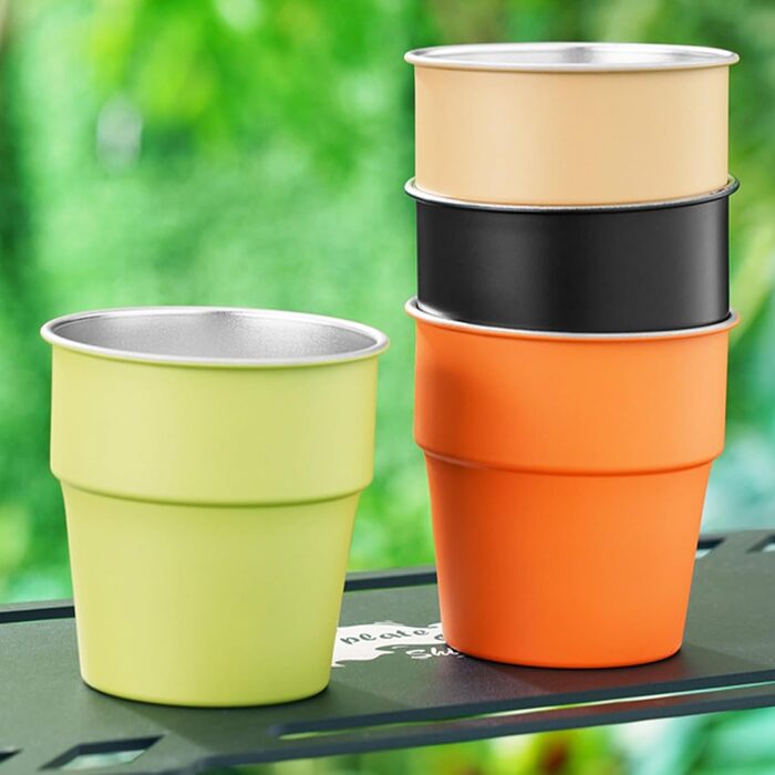 Елегантний набір із 6 металевих чашок для напоїв з нержавіючої сталі 304 об&39ємом 300 мл, підходить для вечірок та щоденного використання. Металеві чашки для напоїв