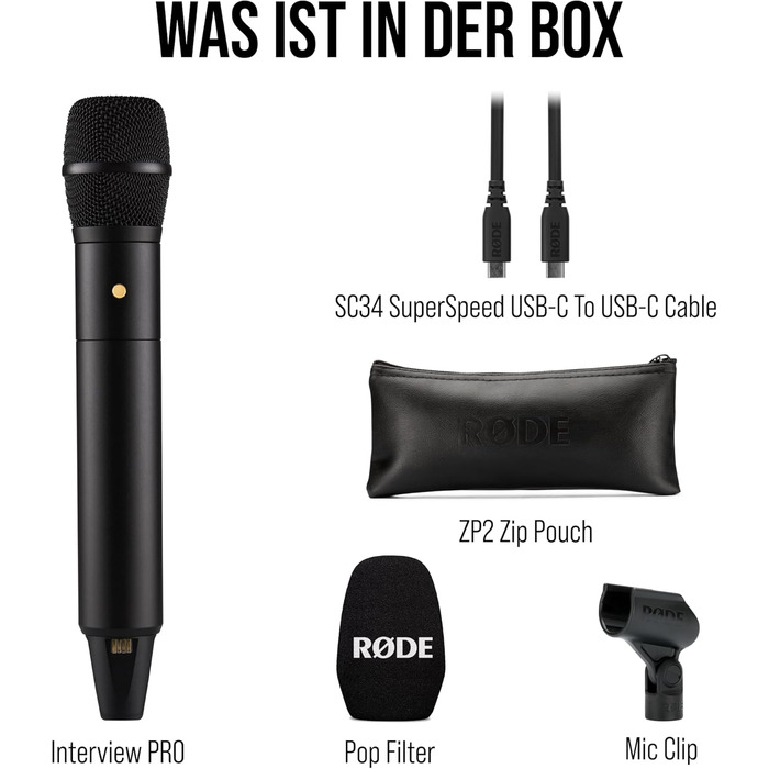 �DE Interview PRO Бездротовий ручний конденсаторний мікрофон з капсулою мовної якості та 32-бітним вбудованим записом для створенн