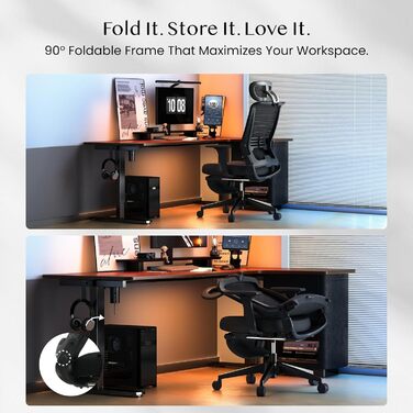 Ергономічне офісне крісло FLEXISPOT, Foldex, складне офісне крісло для невеликих приміщень з поперековою опорою, регульованими по висоті підлокітниками, 2D підголівником, стільці для дому з підставкою для ніг Panther