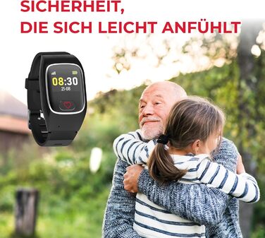 Годинник James B8 для екстрених випадків та безпеки для людей похилого віку GPS, виявлення падіння, кнопка SOS, монітор серцевого ритму, функції для здоров&39я, сімейний додаток, гучний будильник чорний/білий вкл. SIM-картку та 2 місяці безкоштовного тари