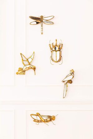 Настінний декор Bird Mirror Gold, настінний декор, птах, дзеркальне скло, аксесуари, вітальня, настінний предмет, настінний декор,