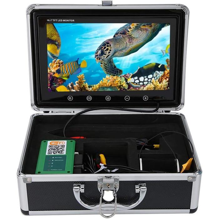 Підводна камера для риболовлі Відеореєстратор Підводний ехолот Камера для ехолота Бездротовий WiFi Відеокамера для підводної риболовлі Ехолот ІЧ підсвічування 1000 TVL Монітор Портативна відеокамера для риболовлі з коробкою 10,1 дюйма
