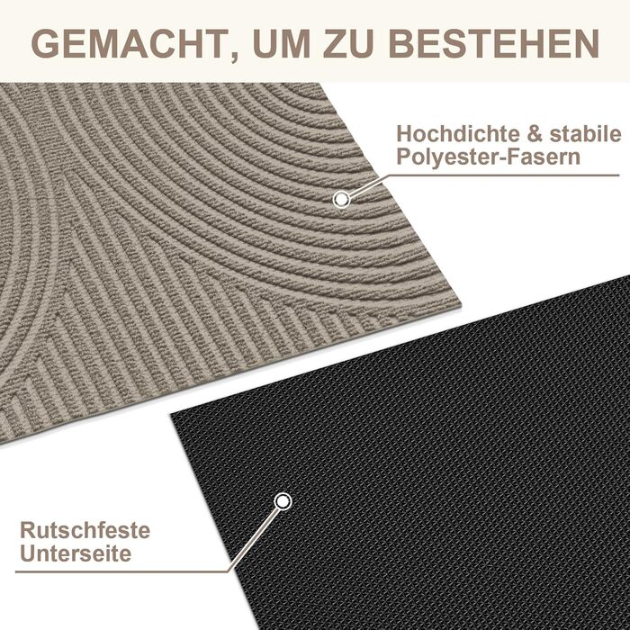 Килимок FEOMOS для приміщень/зовнішніх дверей 60x90 см, нековзний, брудозатримуючий килимок з абсорбуючою здатністю, миється та міцний, для вхідних дверей, коридору, балкону, кухні - бежевий 60 см x 90 см